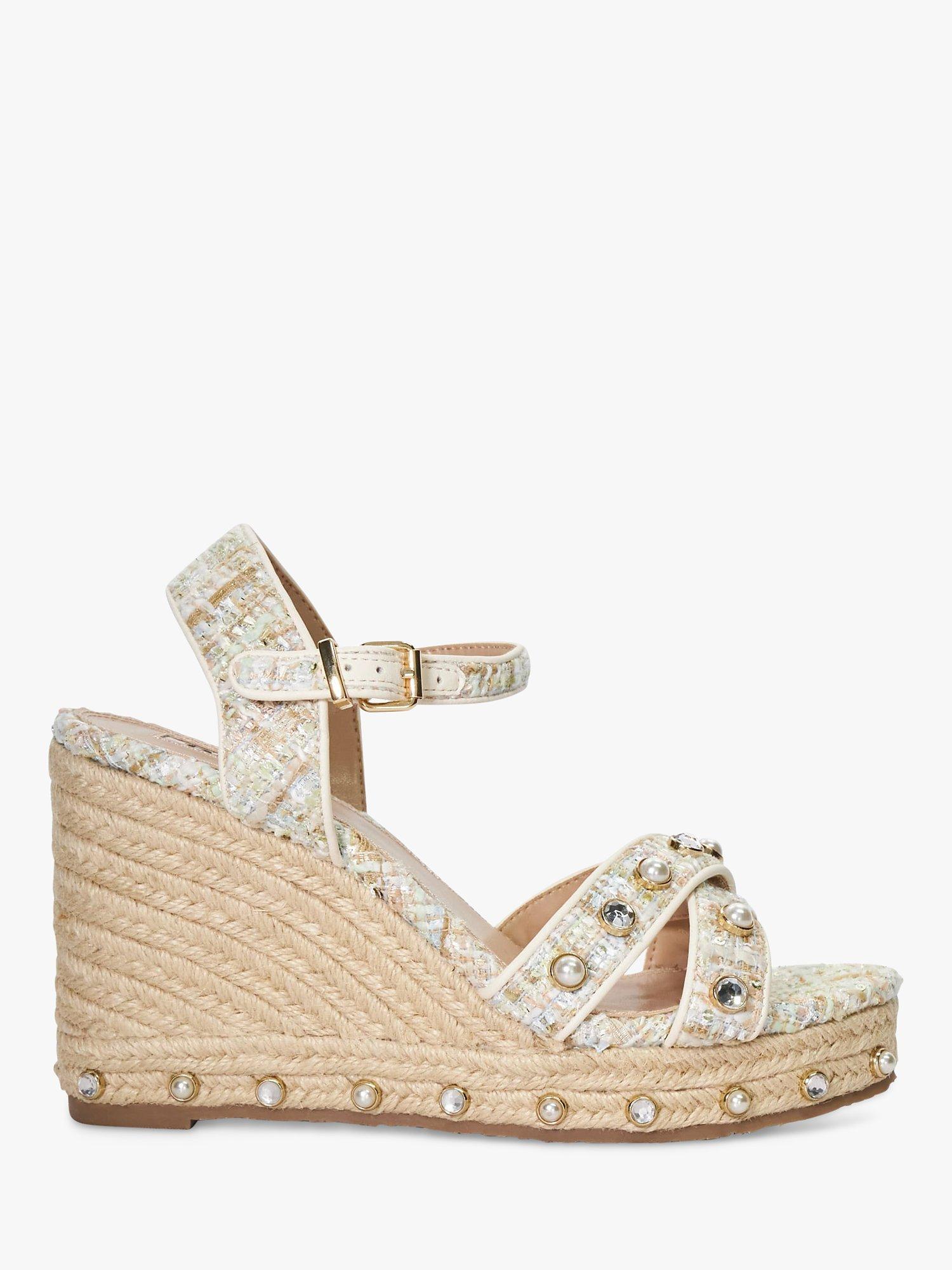 Dune Kays Embellished Pastel Boucle Wedge Sandals, Multi