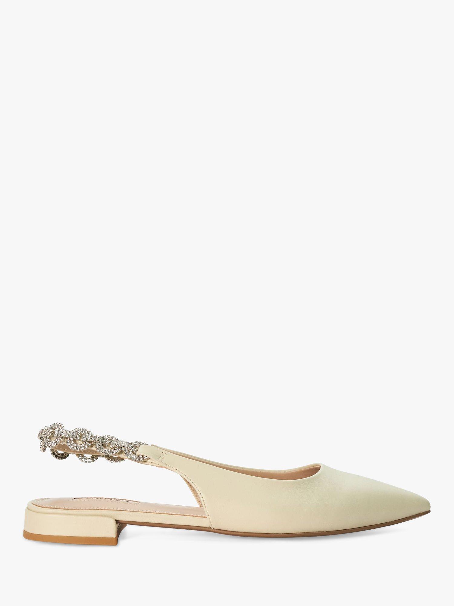 Dune Hollywood Crystal Slingback Leather Pumps, Ecru