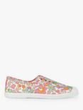 Trotters Hampton Plum Betsy Print Canvas Plimsolls, Coral Betsy