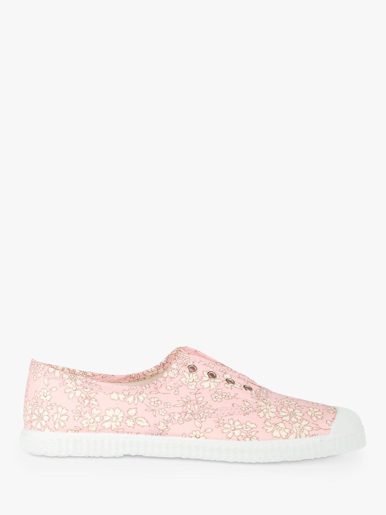 Product image 1 of 1, which shows Trotters Hampton Plum Betsy Print Canvas Plimsolls, Pink Capel, 5