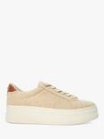 Dune Exaggerate Canvas Flatform Trainers, Beige, Beige-canvas