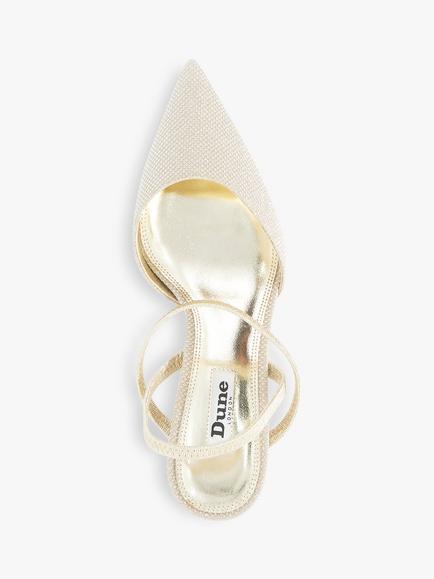 Dune London Wide Fit Classical Open Court Shoes, Gold - view 2, Gold-synthetic