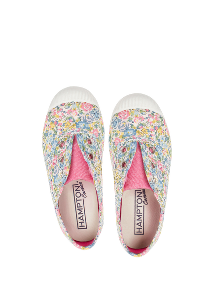 Trotters Kids' Hampton Canvas Floral Shoes, Emma/Georgina - view 2, Emma/Georgina