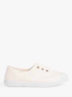 Trotters Kids' Hampton Plum Canvas Plimsolls, White