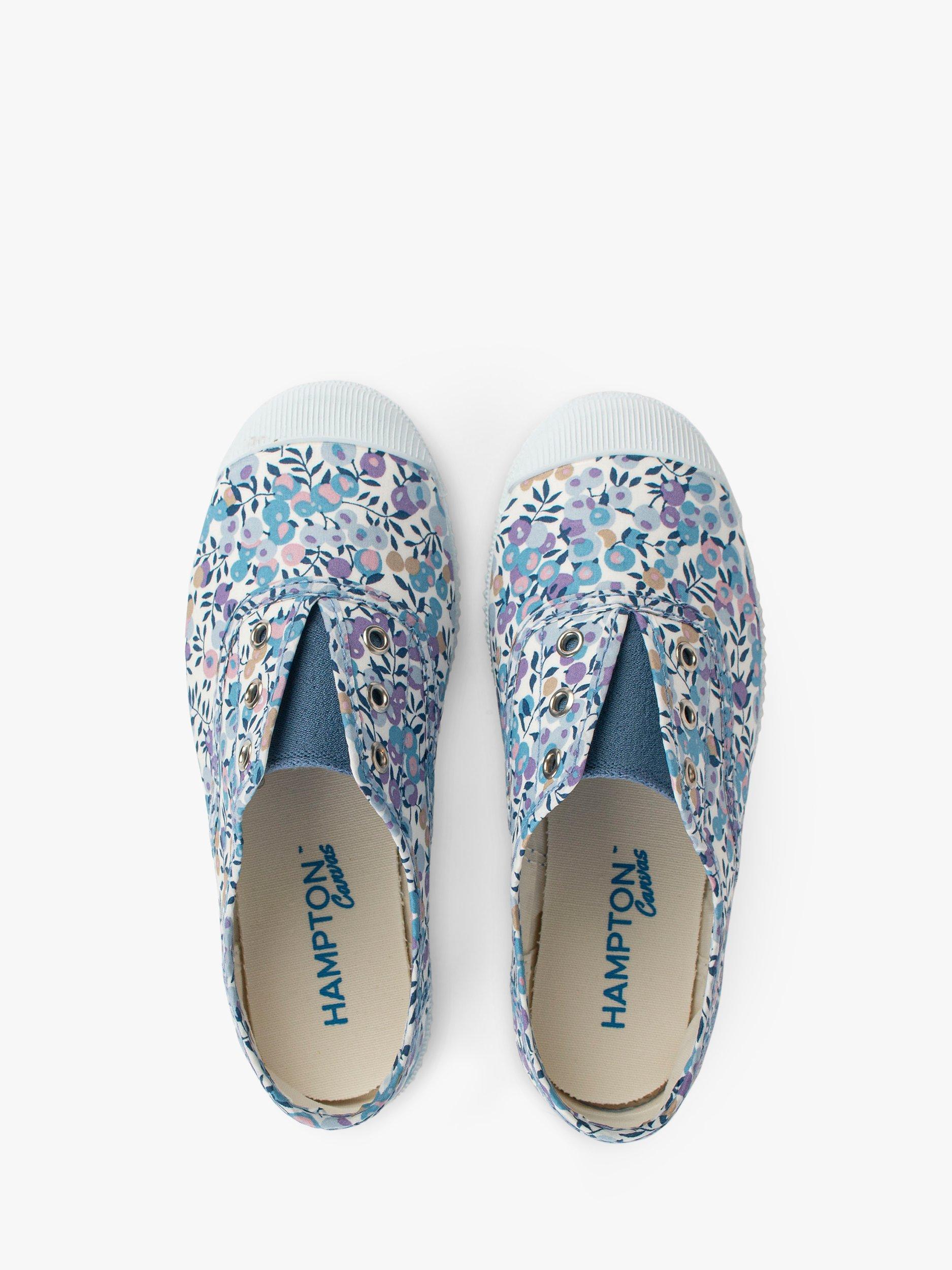 Product image 2 of 2, which shows Trotters Kids' Hampton Plum Betsy Print Canvas Plimsolls, Wiltshire Bud, 1