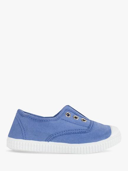 Trotters Kids' Hampton Plum Canvas Plimsolls, Cornflower