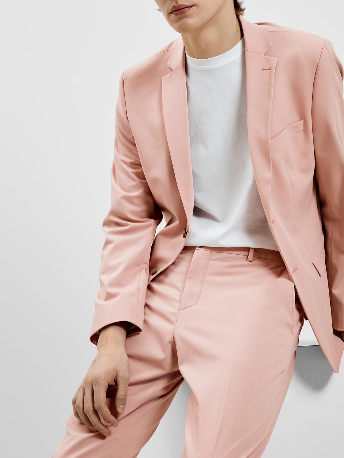 Product image 3 of 6, which shows Selected Liam Slim Fit Suit Trousers, Misty Rose, 38R