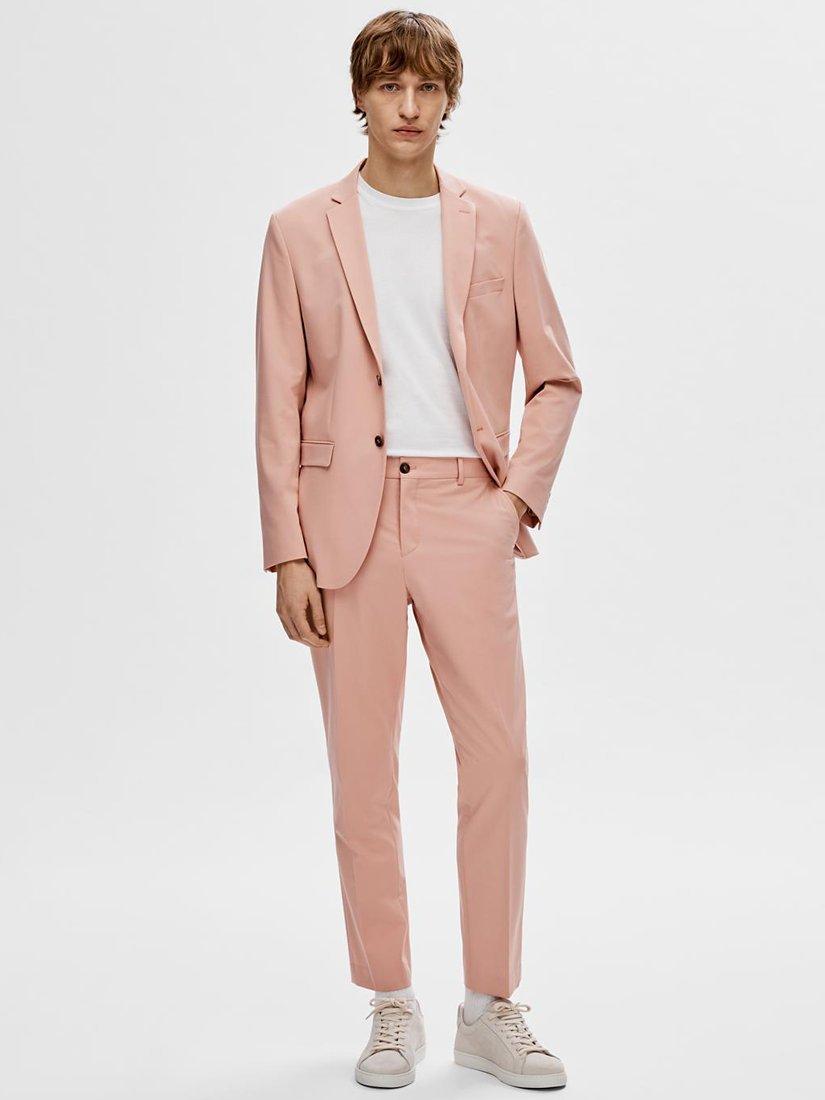 Product image 4 of 6, which shows Selected Liam Slim Fit Suit Trousers, Misty Rose, 38R