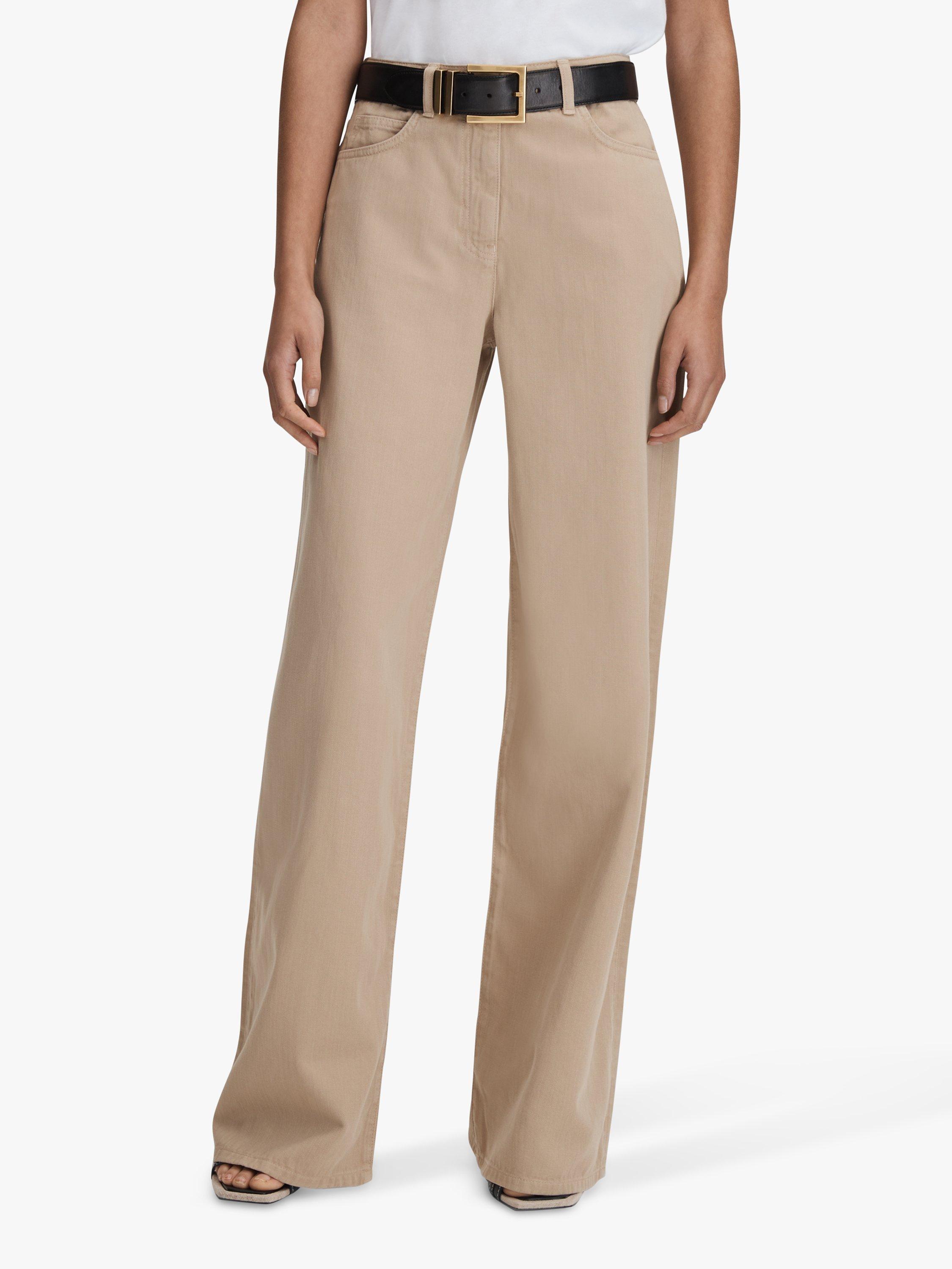 Reiss Colorado Lightweight Wide Leg Jeans, Light Camel