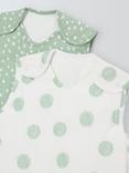 John Lewis Spot Print Baby Sleeping Bag, 2.5 Tog, Pack of 2, Mist
