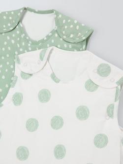 John Lewis Spot Print Baby Sleeping Bag, 2.5 Tog, Pack of 2, Mist - view 2, Mist