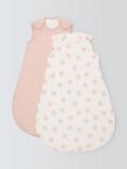 John Lewis Spot Print Baby Sleeping Bag, 2.5 Tog, Pack of 2, Plaster Pink