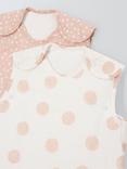 John Lewis Spot Print Baby Sleeping Bag, 2.5 Tog, Pack of 2, Plaster Pink