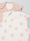 John Lewis ANYDAY Spot Print Baby Sleeping Bag, 2.5 Tog, Pack of 2, Plaster Pink