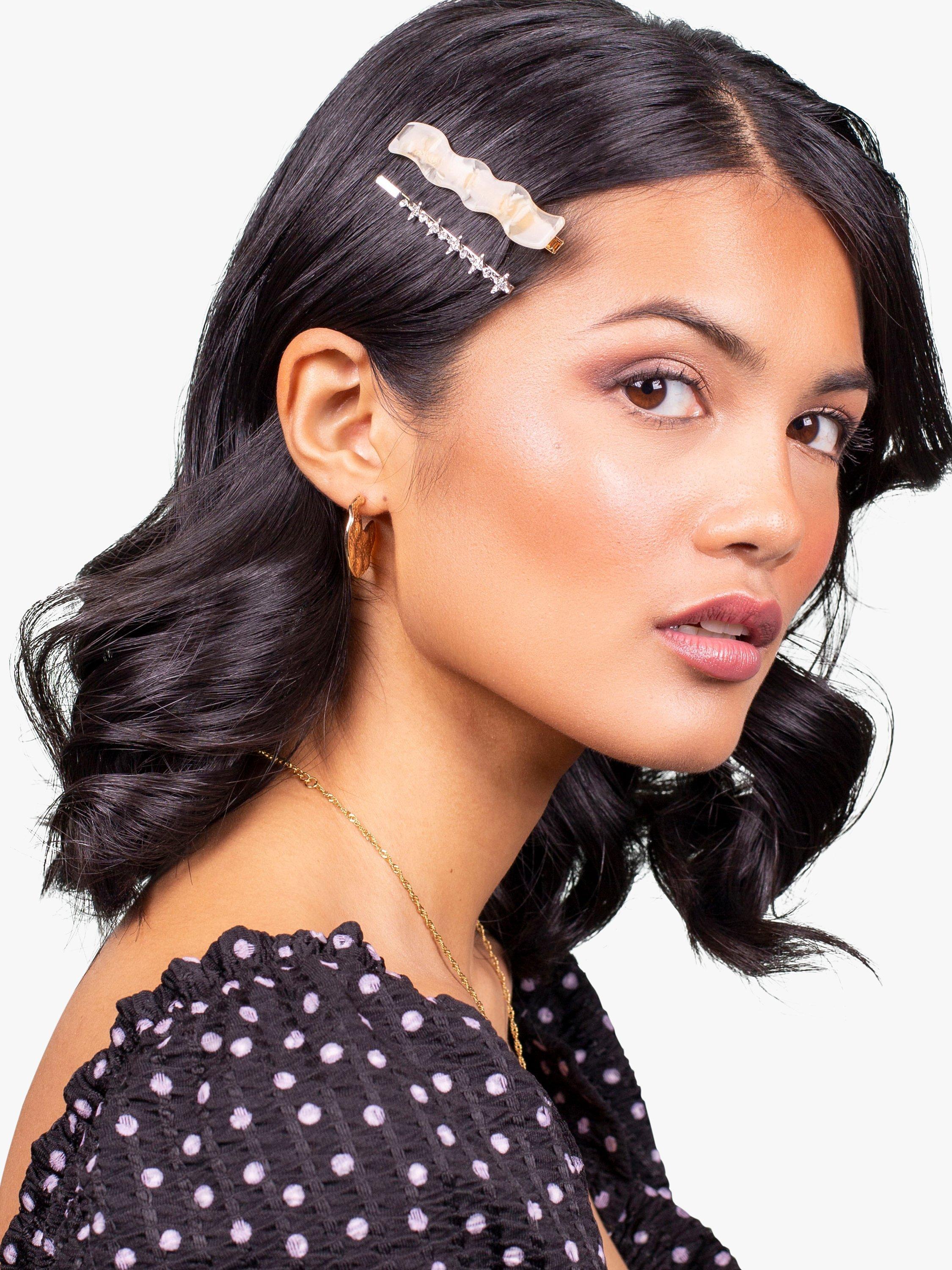 Product image 3 of 4, which shows Bloom & Bay Rose Hair Clip Set, Pack of 4, Silver, One Size