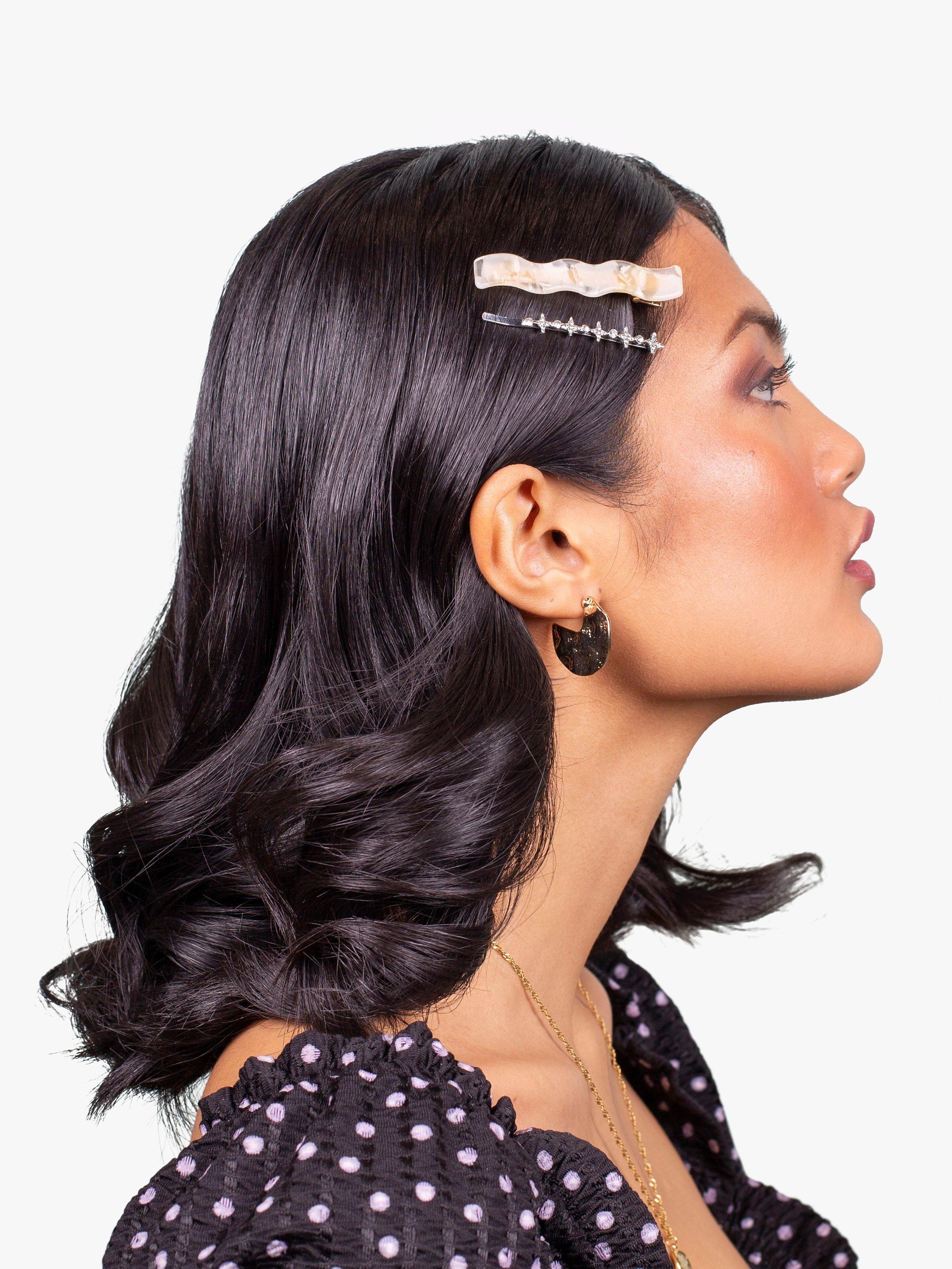 Product image 4 of 4, which shows Bloom & Bay Rose Hair Clip Set, Pack of 4, Silver, One Size