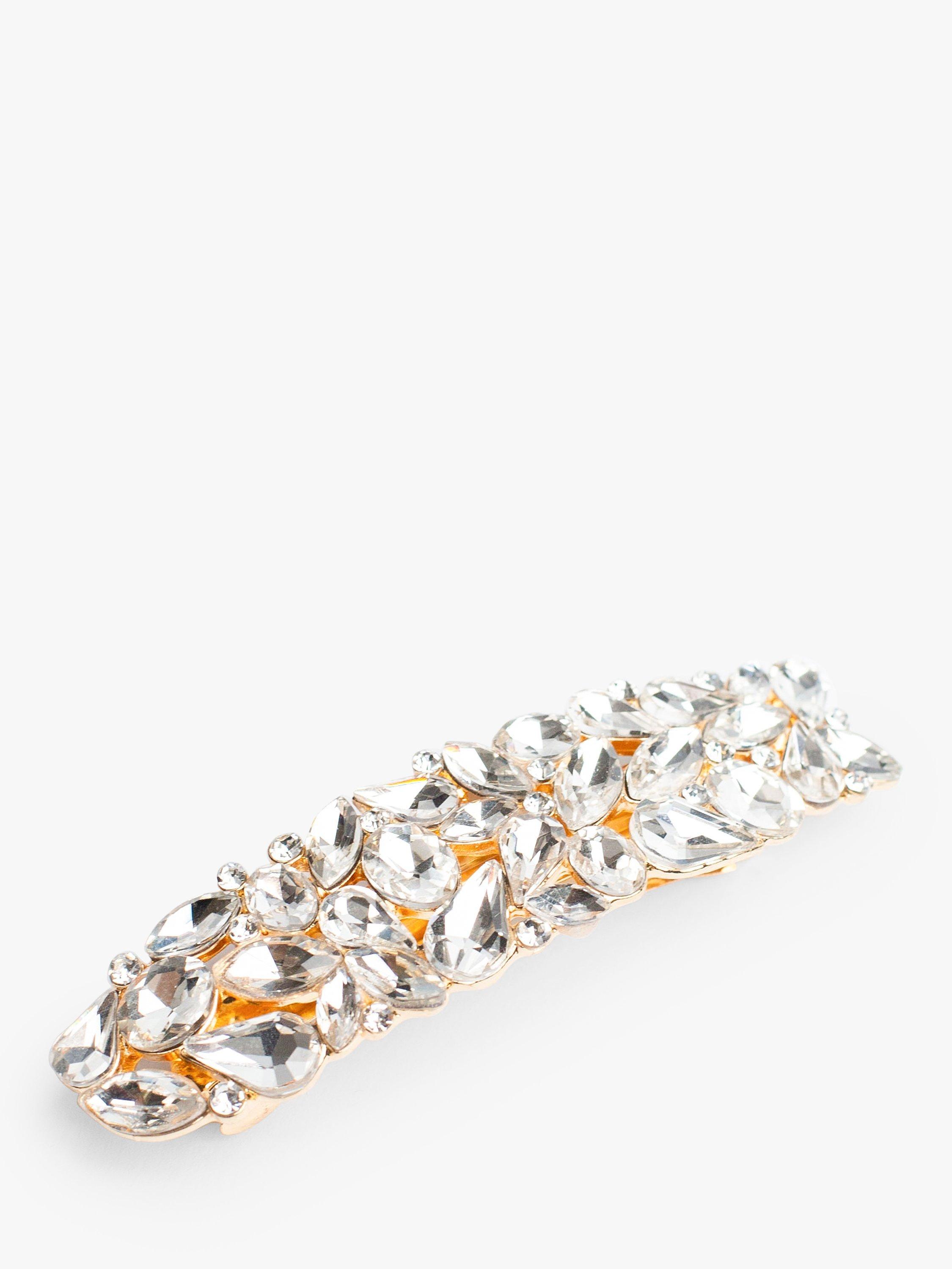 Product image 1 of 4, which shows Bloom & Bay Magnolia Crystal Barrette Hair Clip, Gold, One Size
