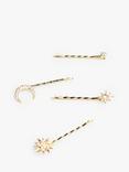 Bloom & Bay Peony Celestial Hair Clip Set, Pack of 4, Gold