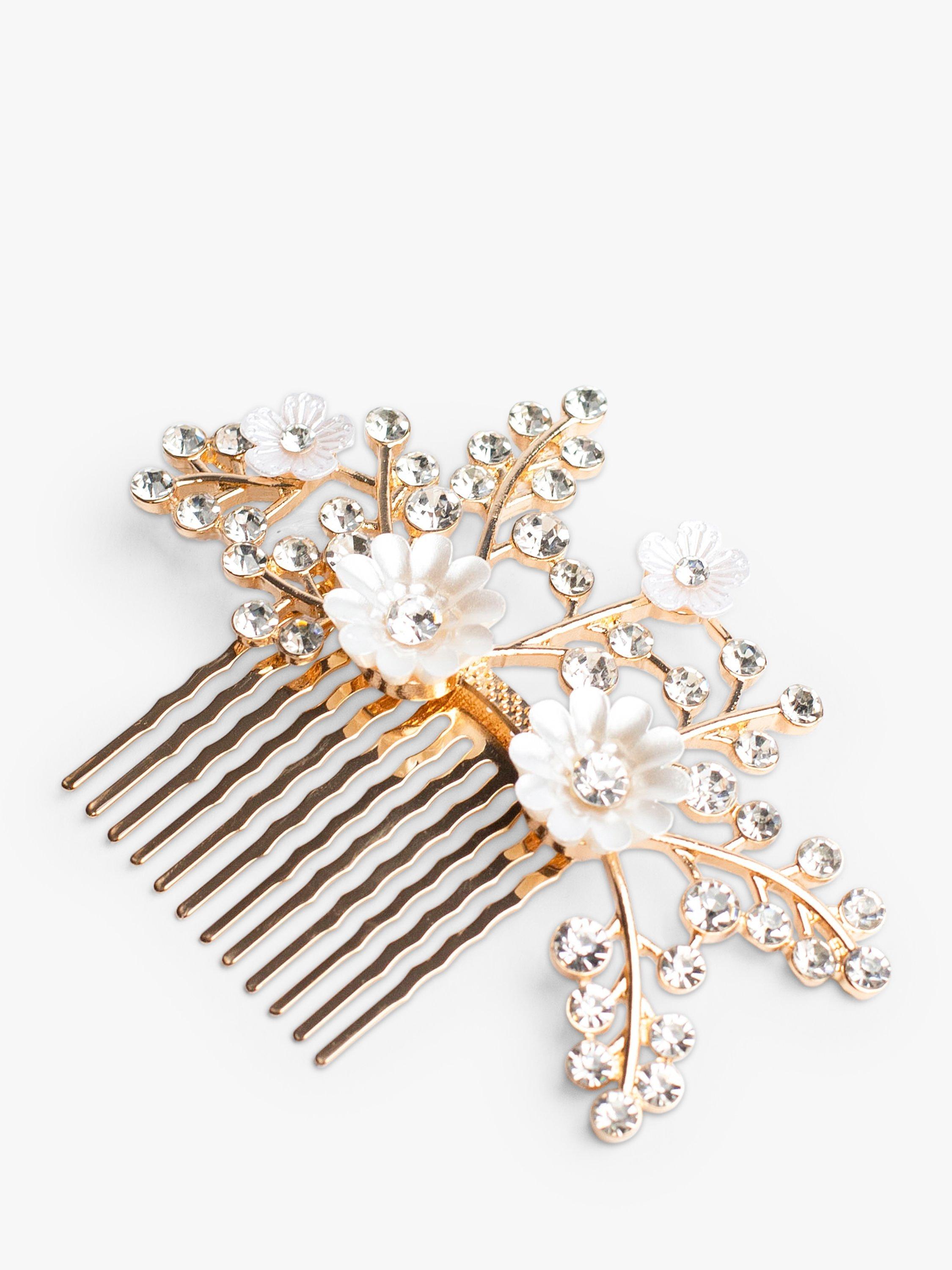 Bloom & Bay Petal Flower Comb, Gold/Cream, One Size