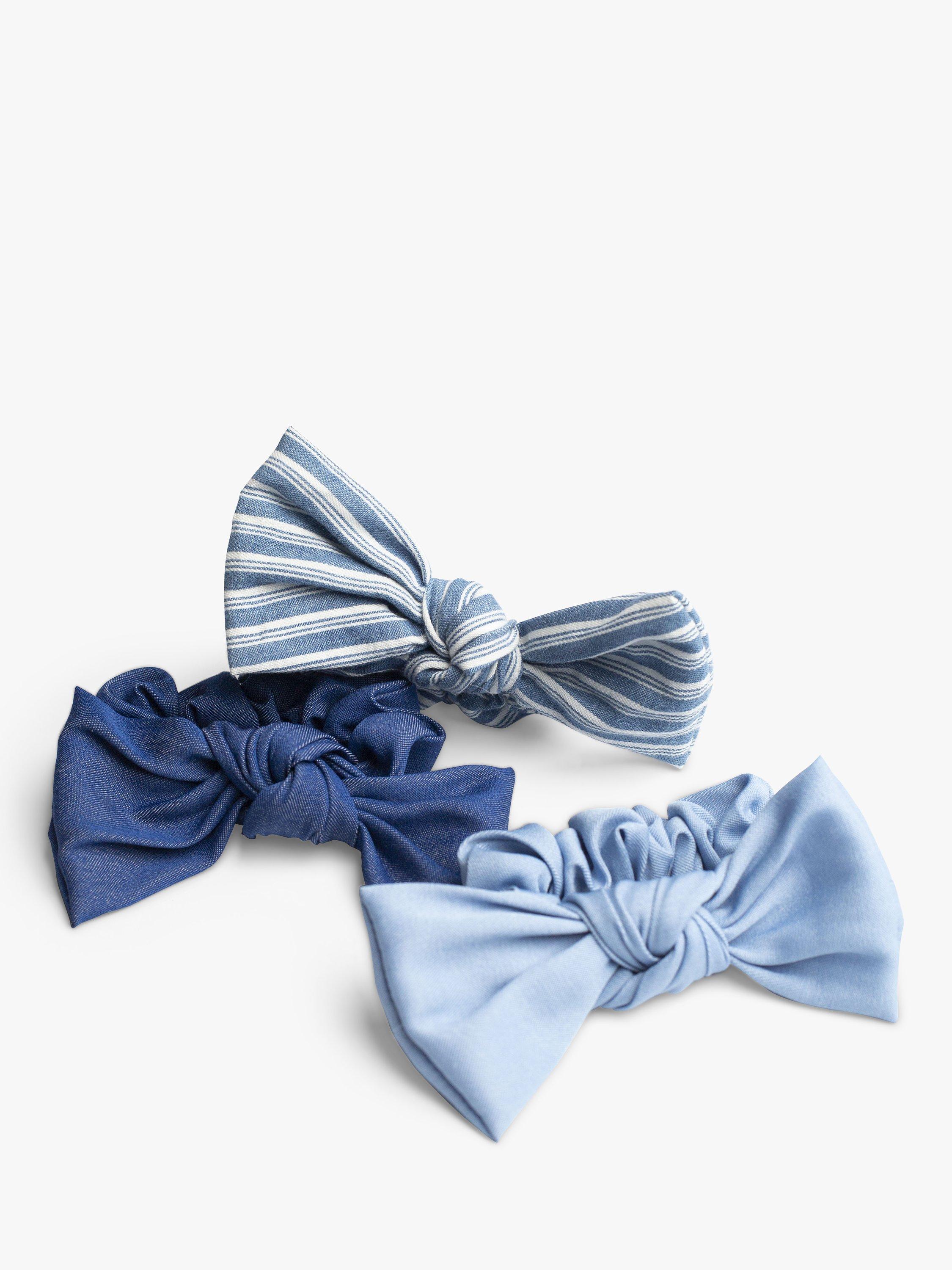 Bloom & Bay Elodie Bow Scrunchie Set, Pack of 3, Blue
