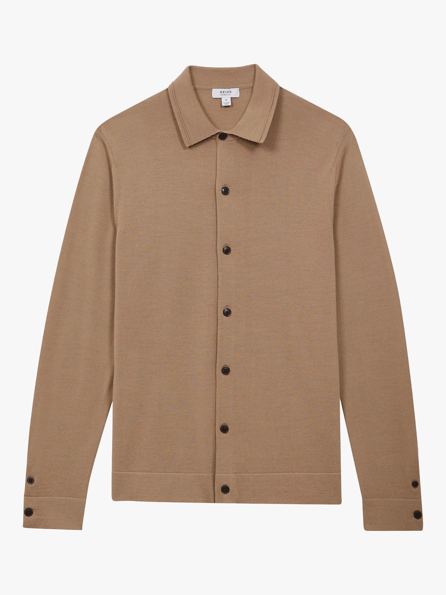 Product image 3 of 5, which shows Reiss Forbes Long Sleeve Button Through Cardigan, Camel, S