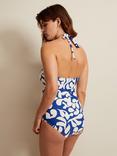 Phase Eight Halterneck Tie Swimsuit, Navy/Ivory