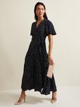 Phase Eight Jenna Polka Dot Wrap Maxi Dress, Navy/Ivory