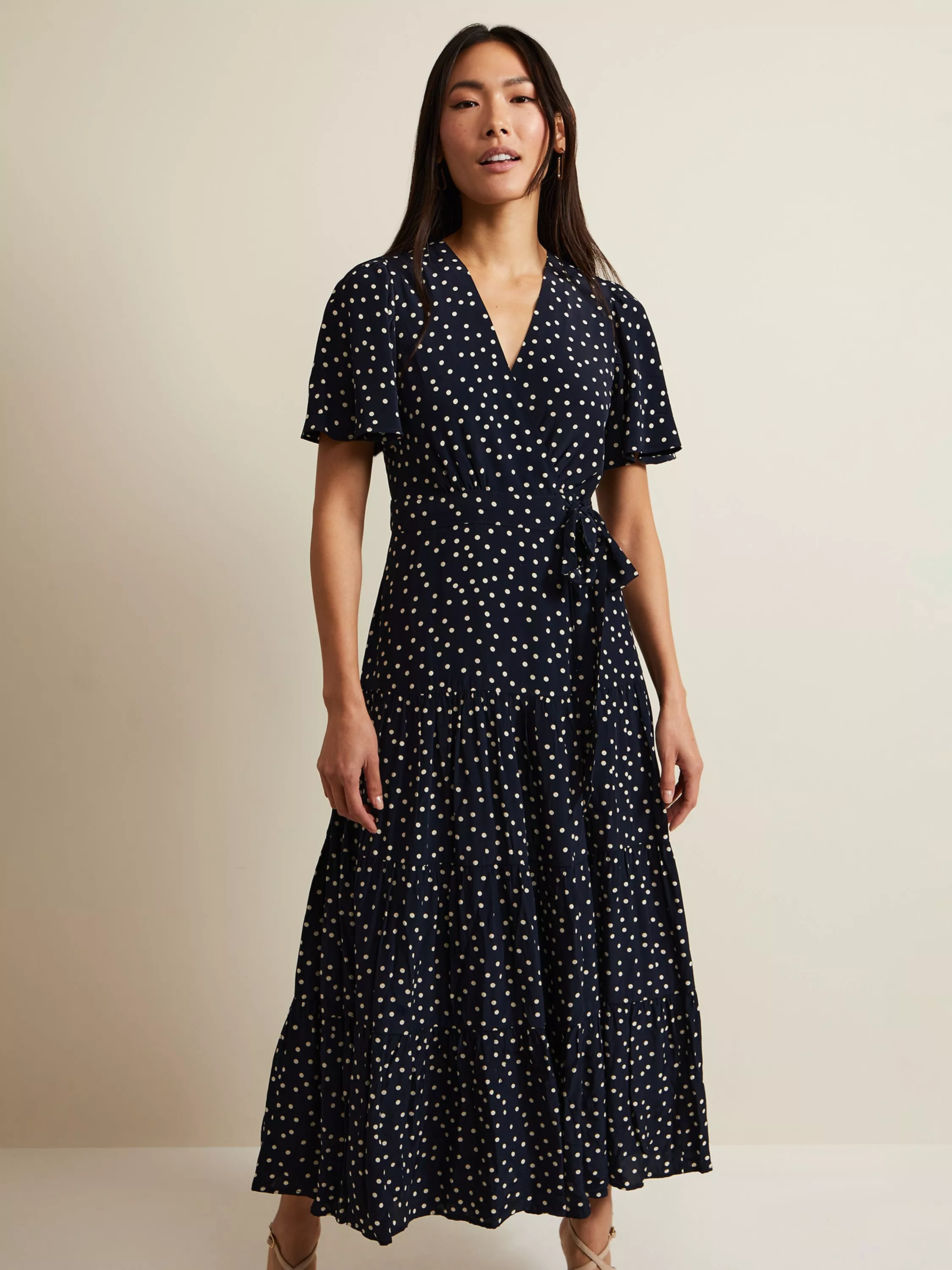 Navy Phase Eight, Size 8 Dress, Spotty Polka Dot, Wedding