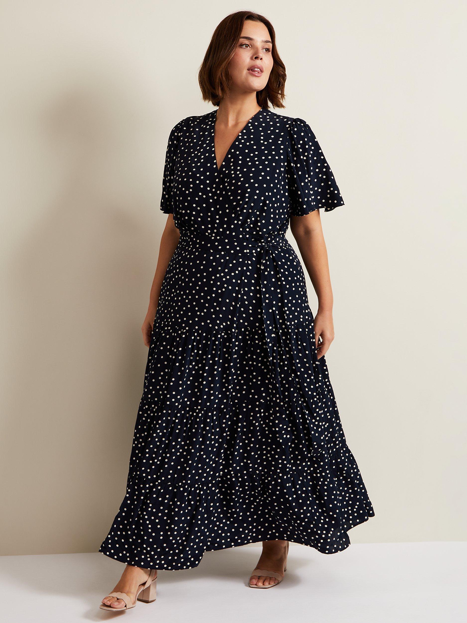 Phase Eight Jenna Polka Dot Wrap Maxi Dress Navy Ivory