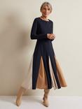 Phase Eight Paula Midi Dress, Navy/Brown