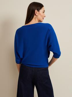 Phase Eight Cristine Fine Knit Batwing Jumper - view 2, Cobalt