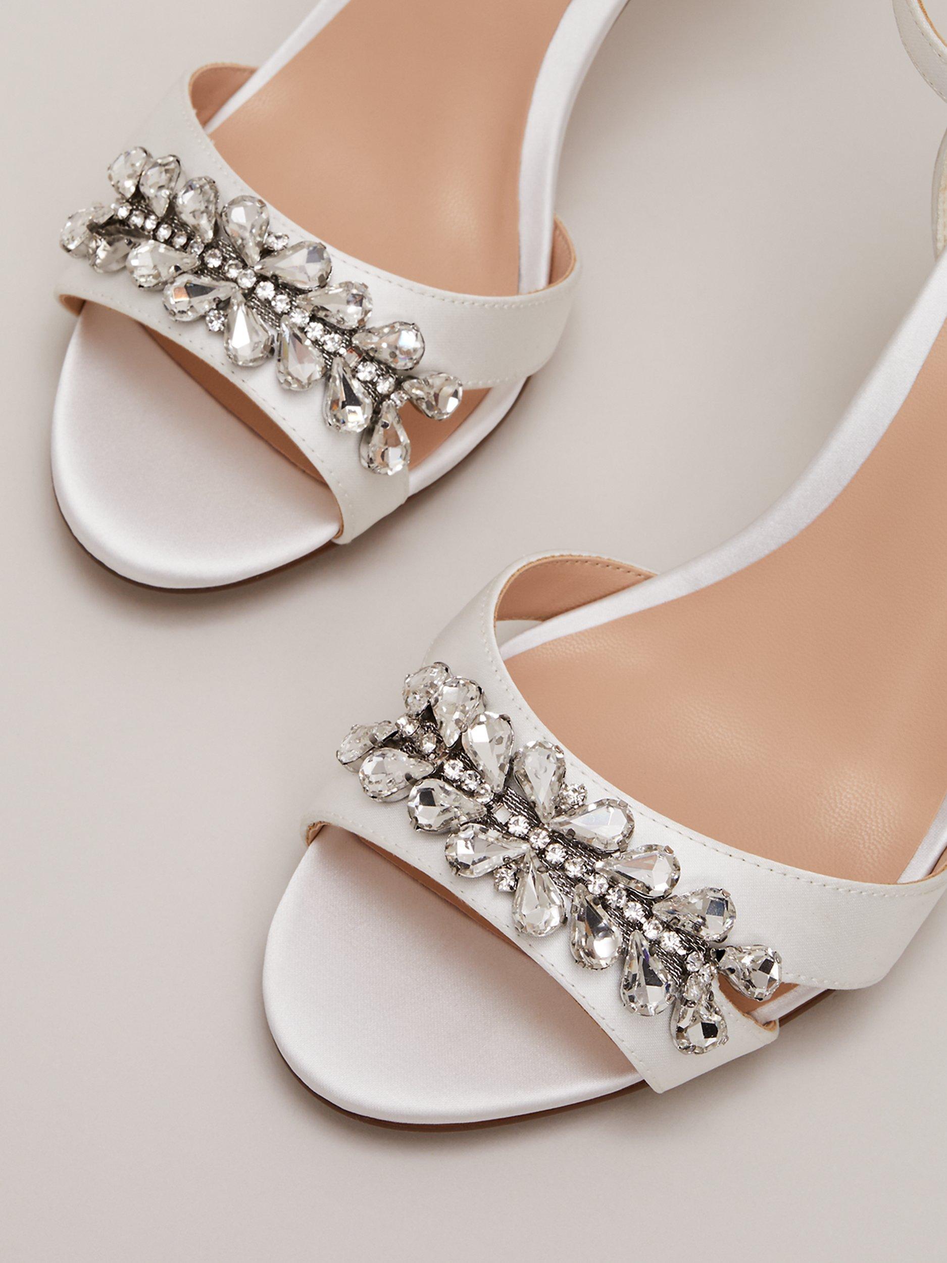 Phase Eight Crystal Embellished Sandals, Ivory, EU36