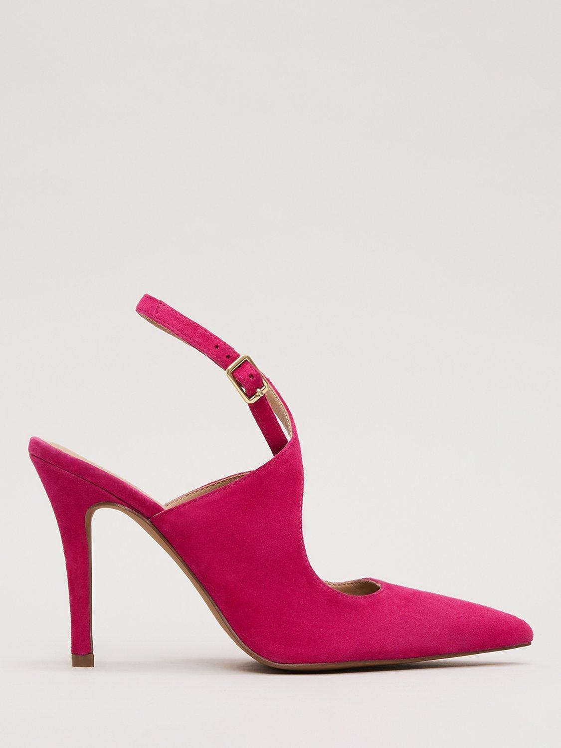 Phase Eight Cross Strap Open Back Suede Shoes Pink