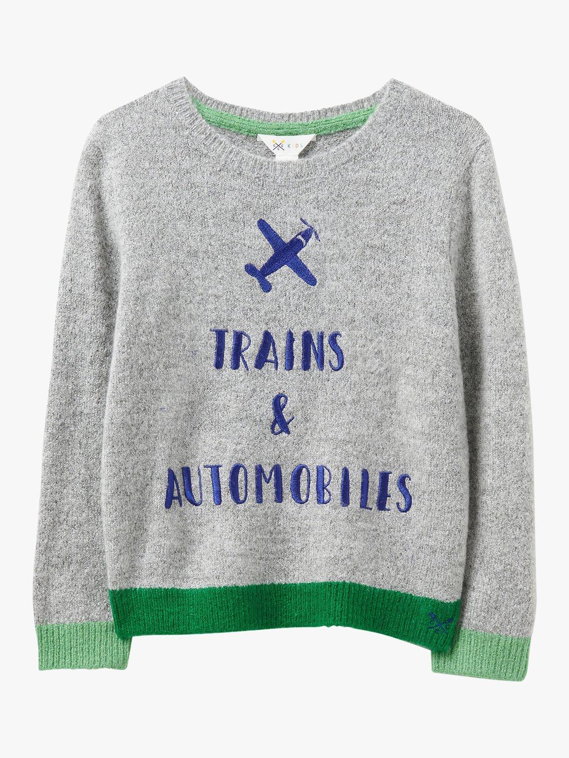 Crew Clothing Kids' Planes Trains & Automobiles Jumper, Mid Grey