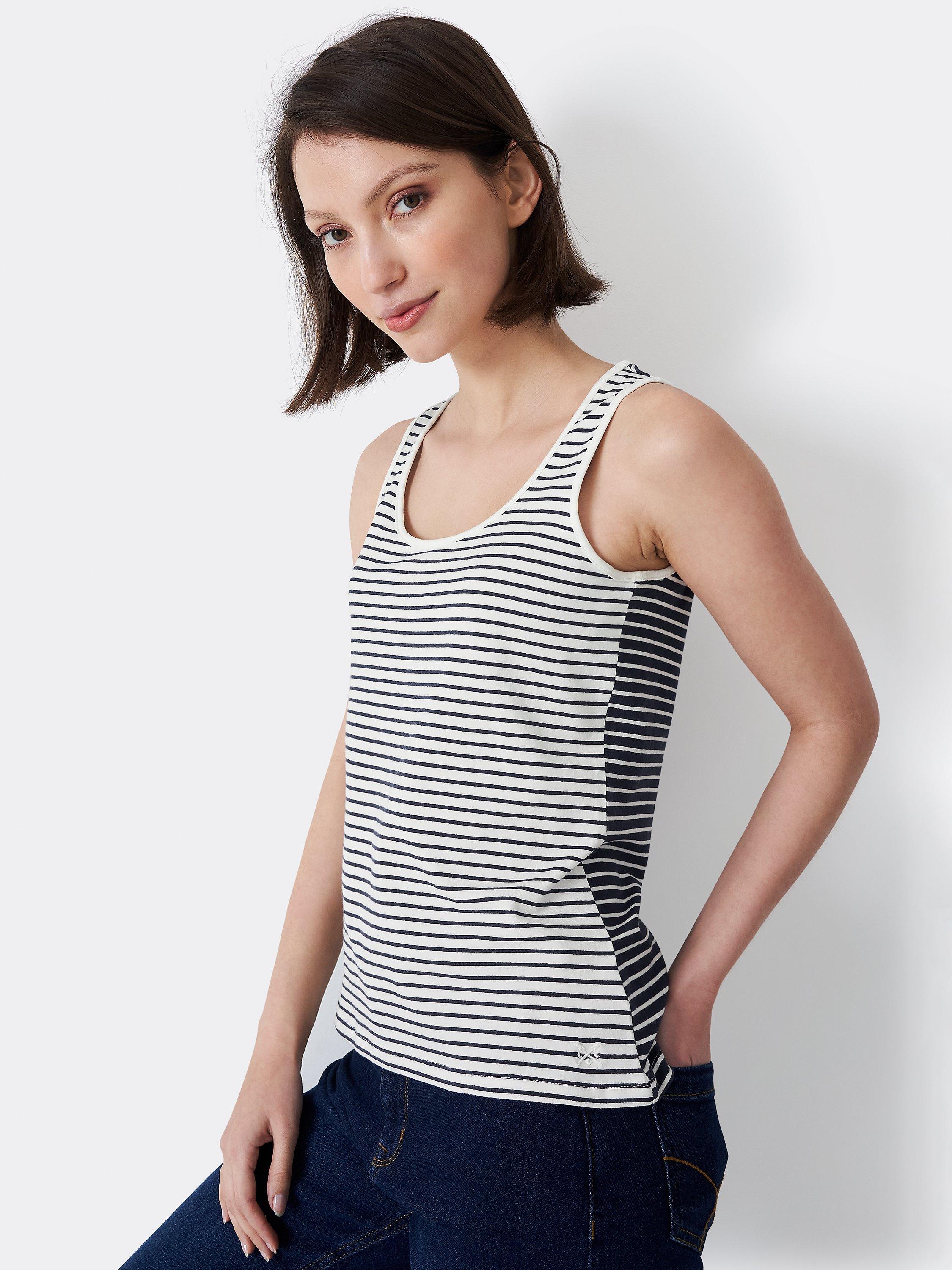 Crew Clothing Stripe Vest, Mid Blue