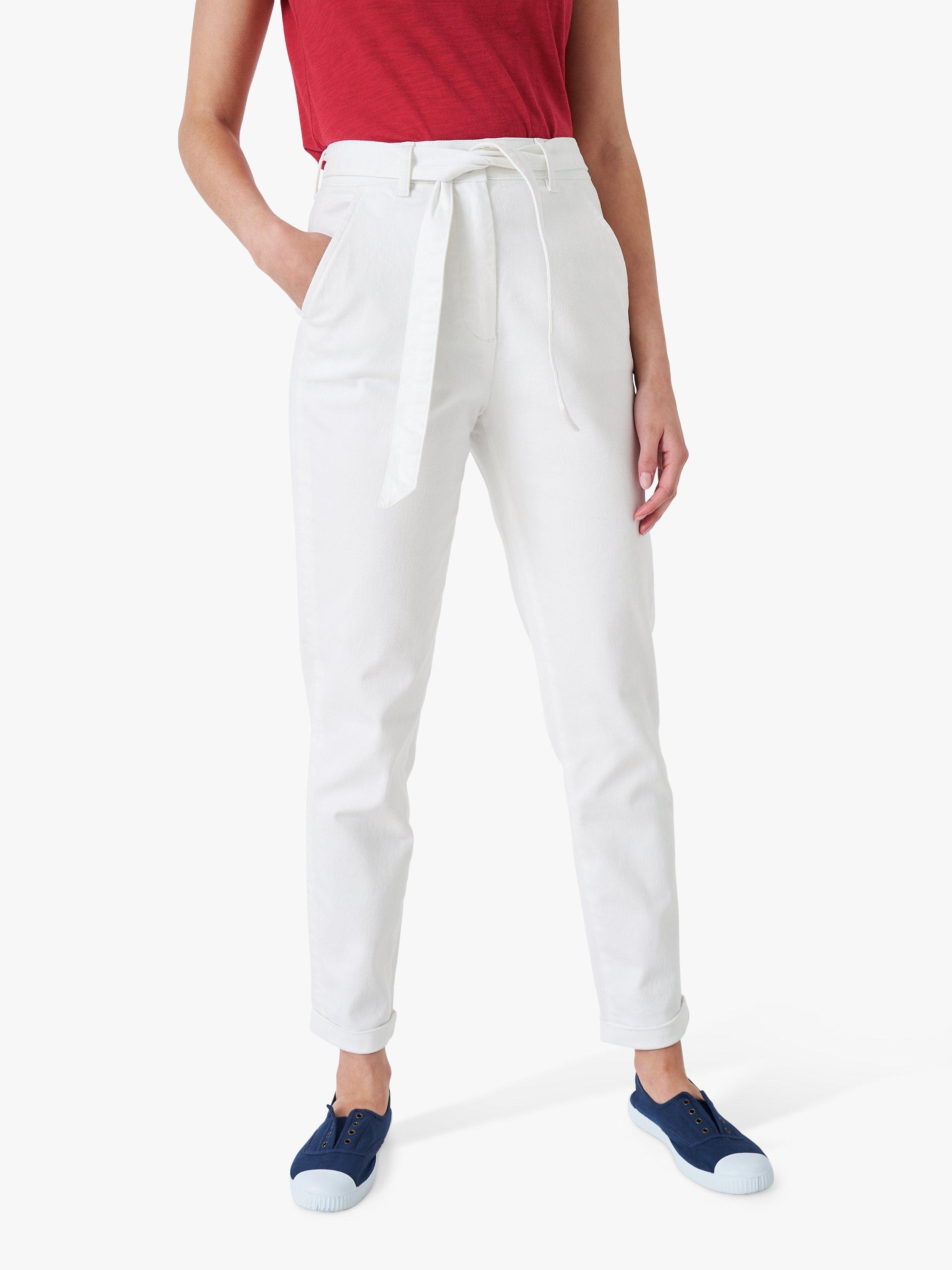 Crew Clothing Exeter Cotton Trousers, White