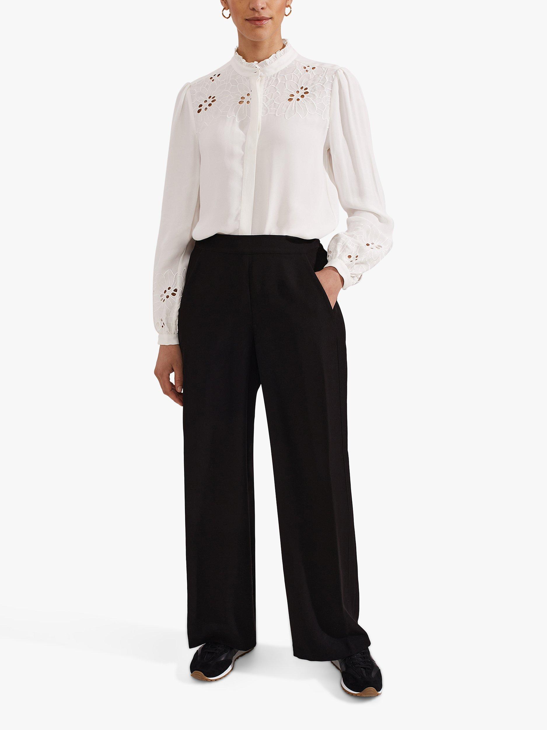 Product image 1 of 4, which shows Hobbs Fatima Wide Leg Trousers, Black, 8
