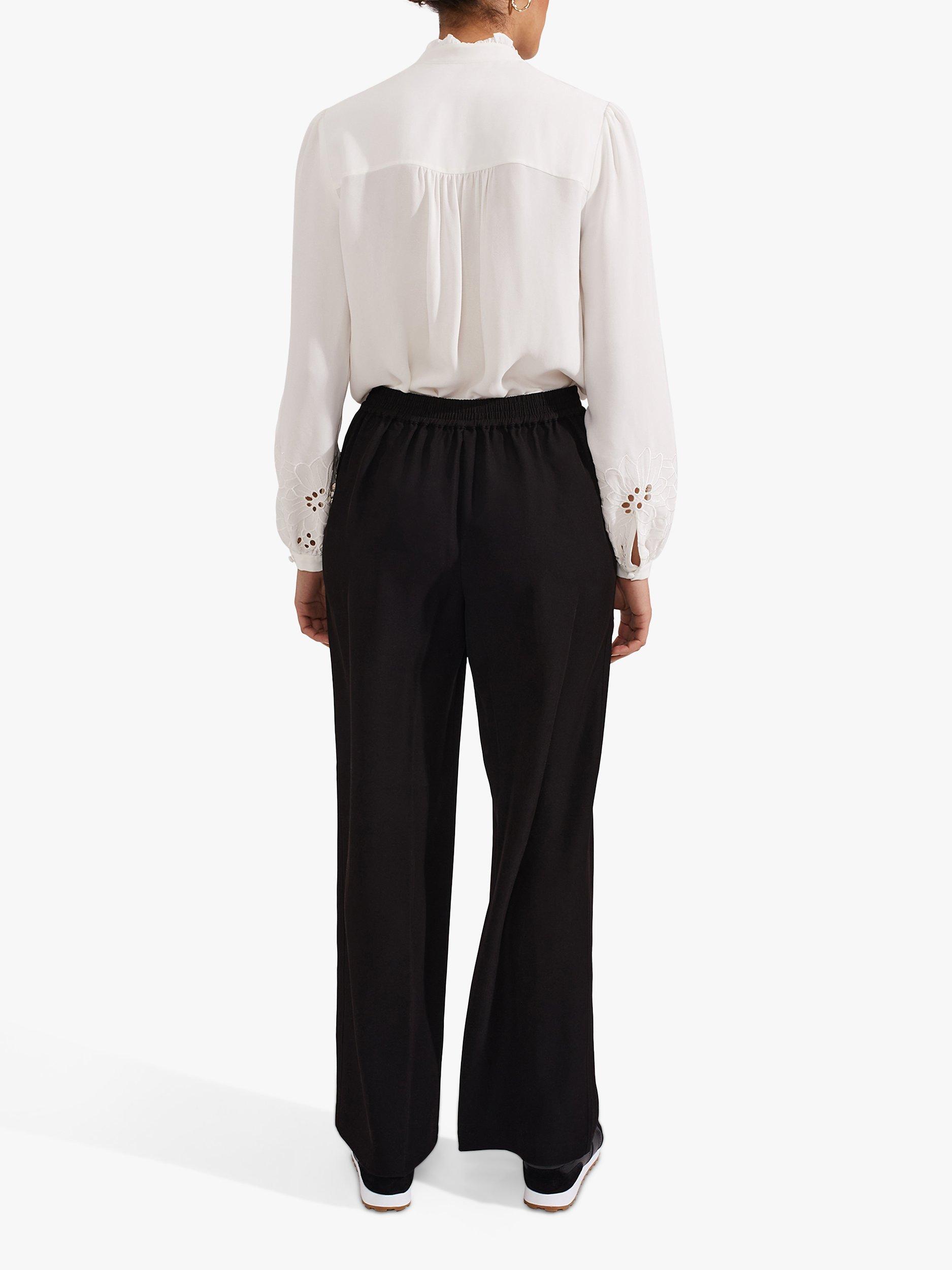 Product image 2 of 4, which shows Hobbs Fatima Wide Leg Trousers, Black, 8