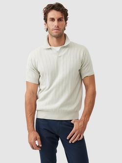 Rodd & Gunn Freys Crescent Jacquard Cotton Knitted Polo Shirt, Stone