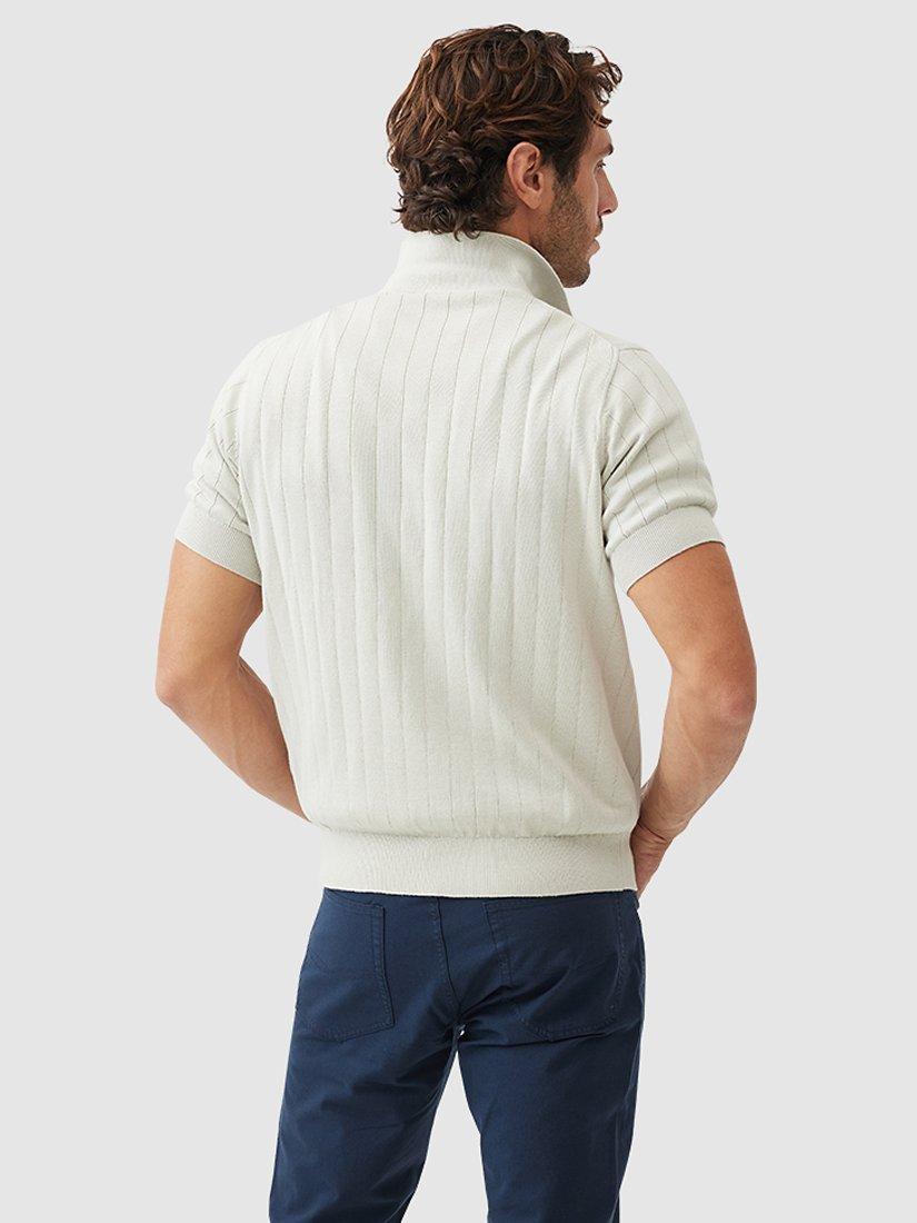 Product image 3 of 5, which shows Rodd & Gunn Freys Crescent Jacquard Cotton Knitted Polo Shirt, Stone, L