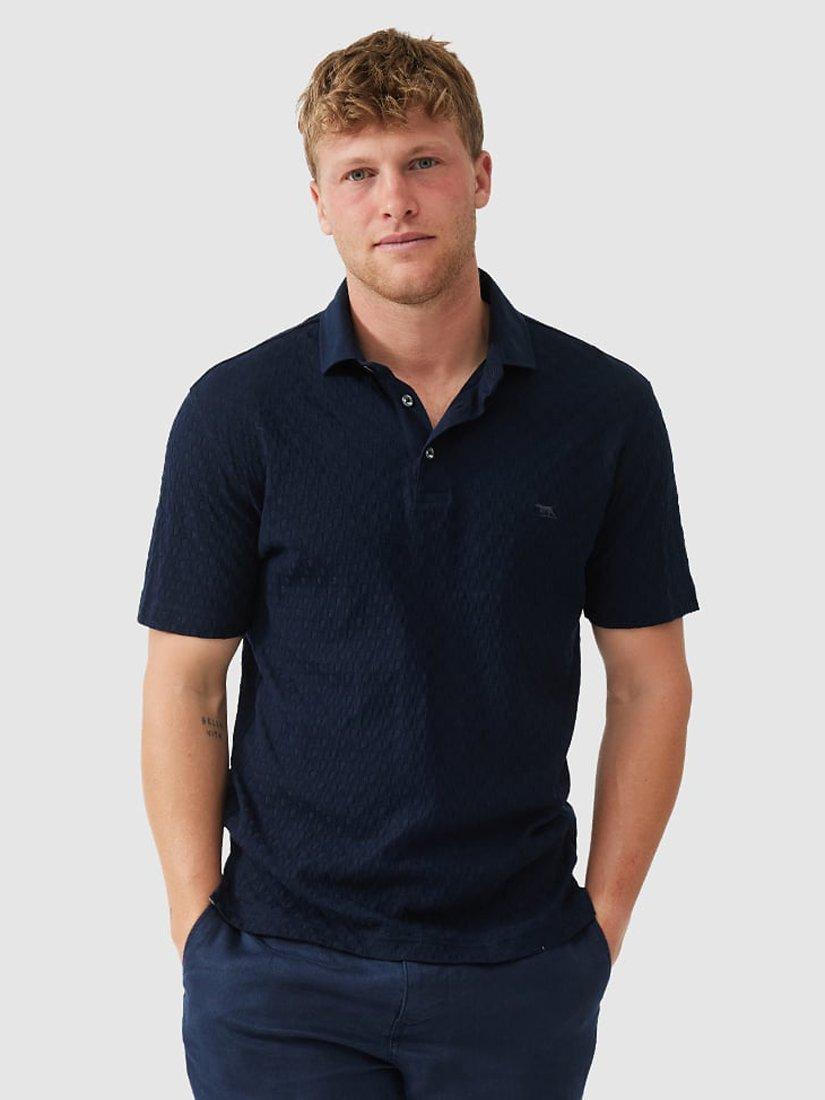 Rodd & Gunn Huntsbury Textured Cotton Slim Fit Polo Shirt, Navy