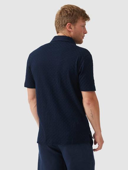 Rodd & Gunn Huntsbury Textured Cotton Slim Fit Polo Shirt - view 2, Navy
