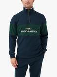 Rodd & Gunn Foresters Peak Logo Cotton Quarter Zip Neck Sweatshirt, Eclipse/Forest