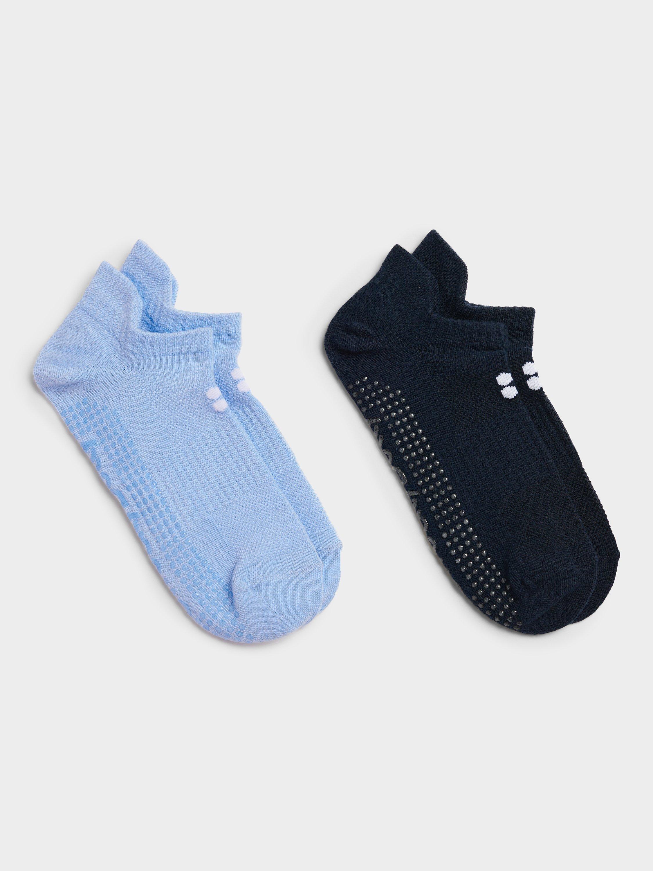 Product image 1 of 2, which shows Sweaty Betty Barre Gripper Socks, Pack of 2, Breeze Blue, 6-8
