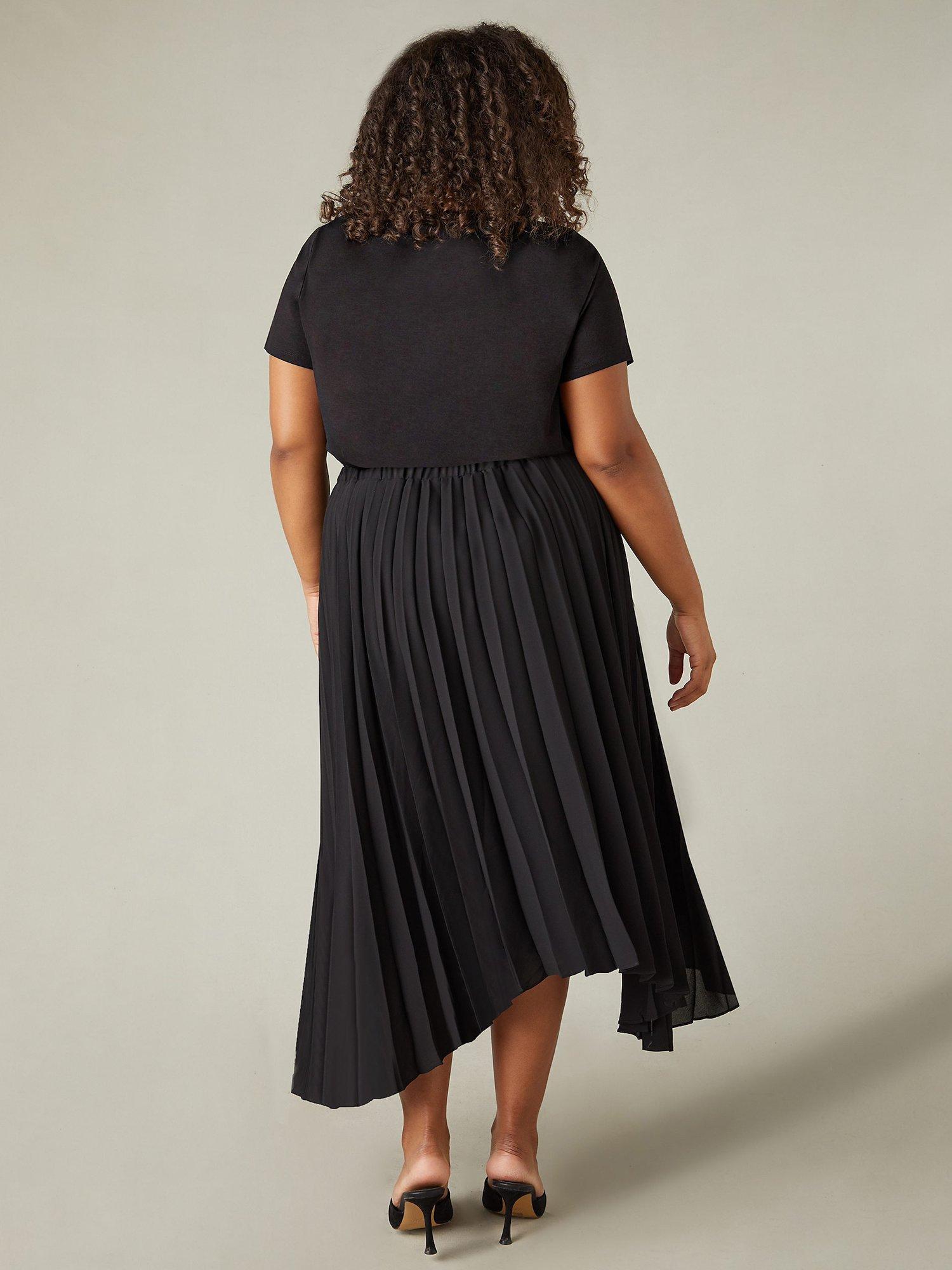 Product image 5 of 5, which shows Live Unlimited Curve Pleated Hanky Hem Skirt, Black, 14