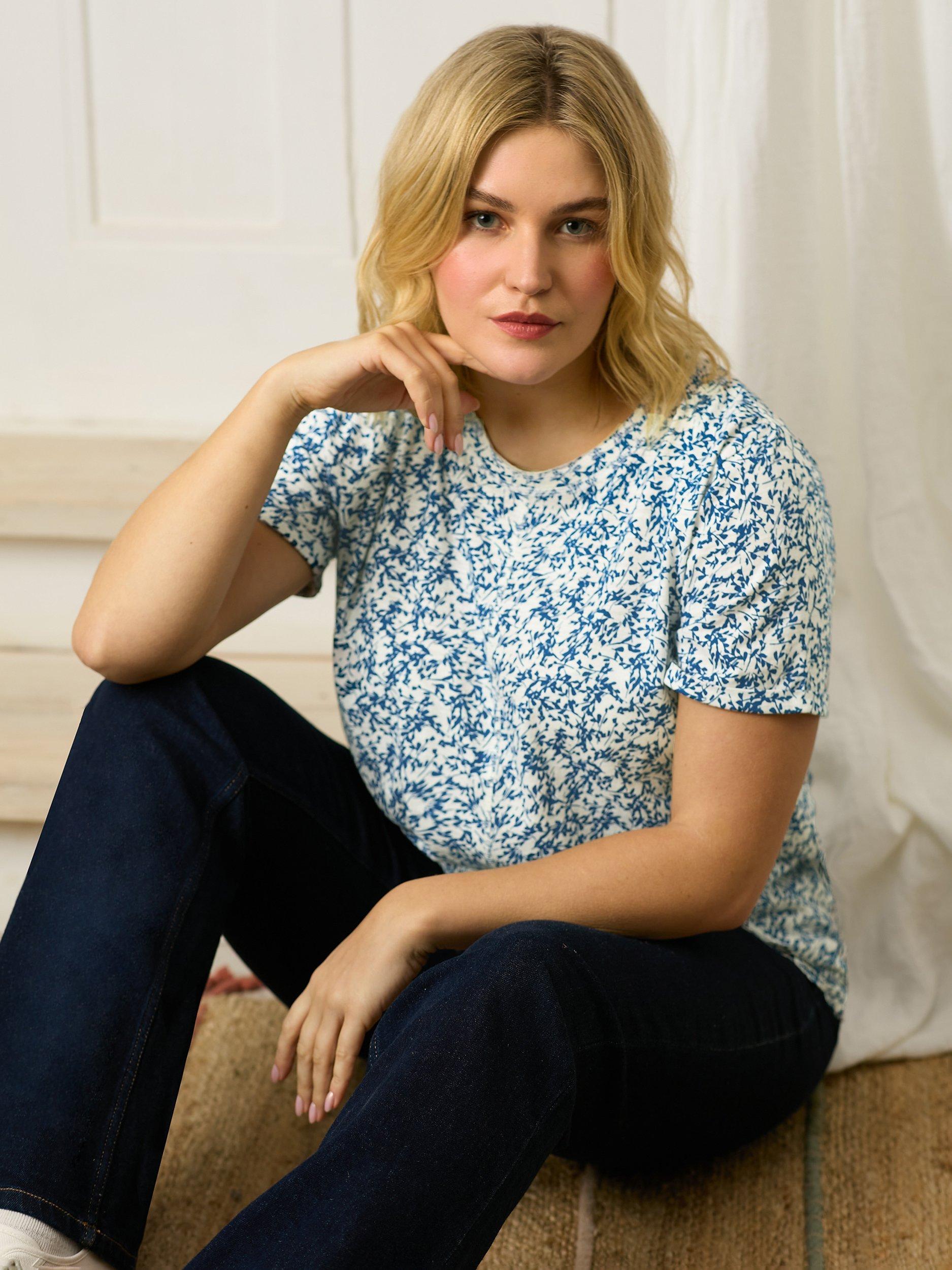 Live Unlimited Curve Cotton Slub Round Neck T-Shirt, Blue
