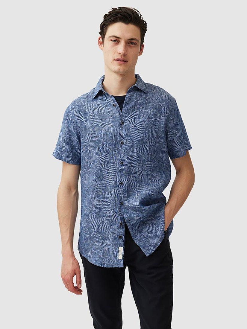 Rodd & Gunn Ellerby Linen Slim Fit Short Sleeve Shirt, Denim