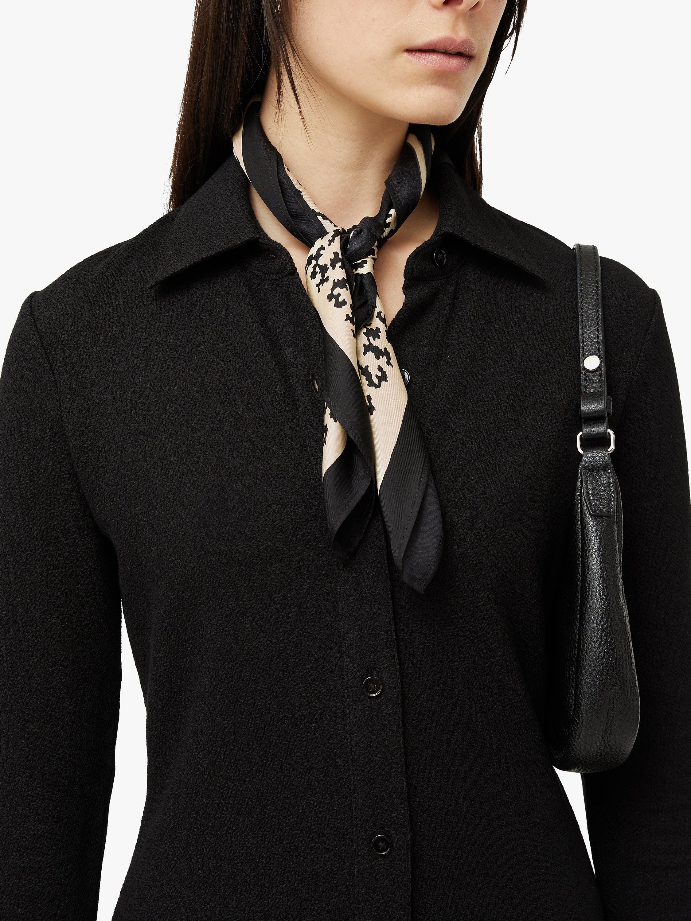 Jigsaw Reef Square Silk Scarf, Black/Cream
