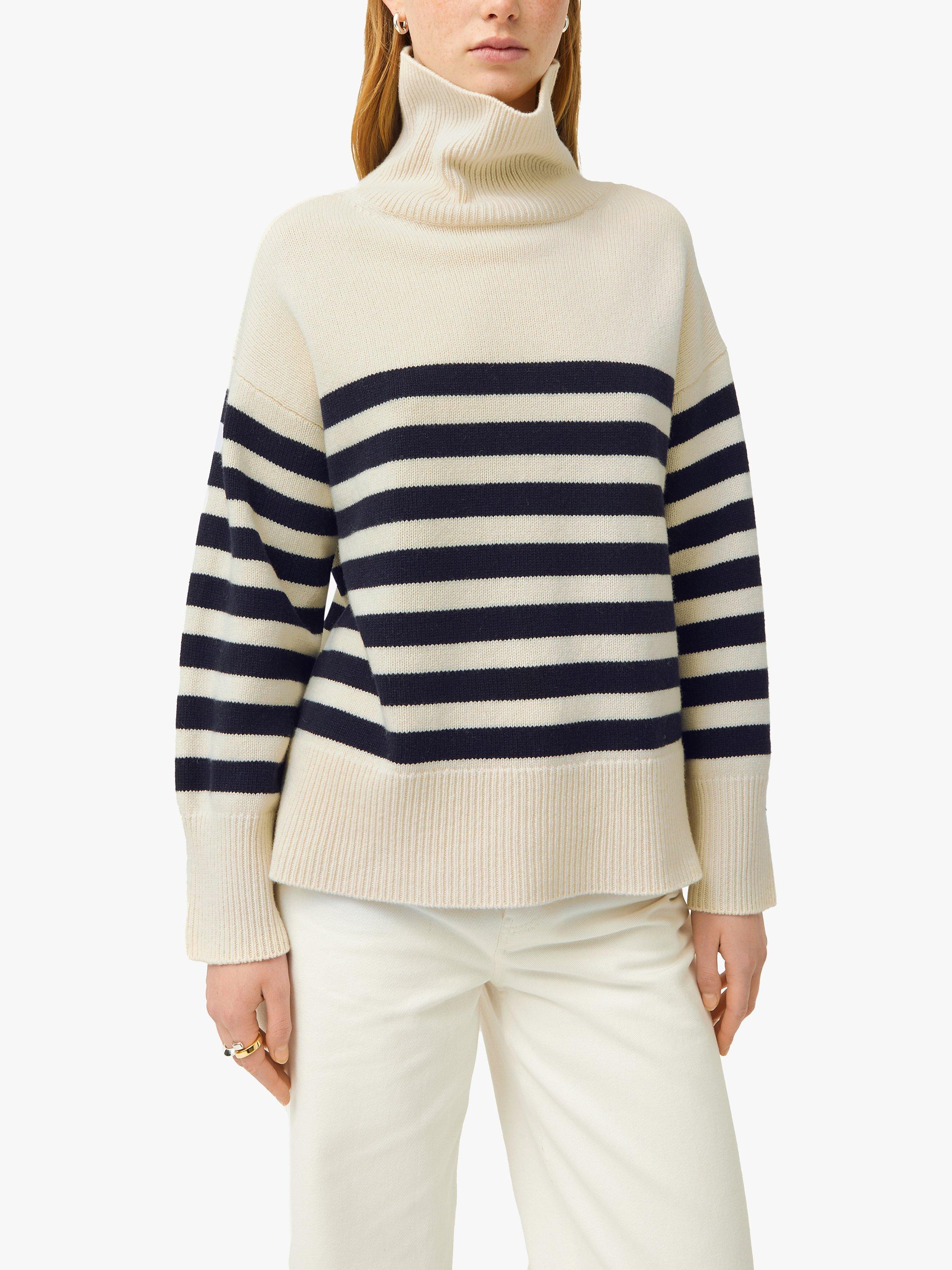 Jigsaw Wool Mariniere Jumper, Navy/Multi