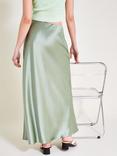 Monsoon Sofia Maxi Satin Skirt, Sage